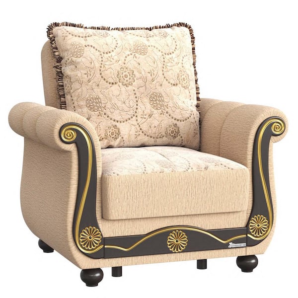 Ottomanson Washington Collection Beige Convertible Armchair with Storage