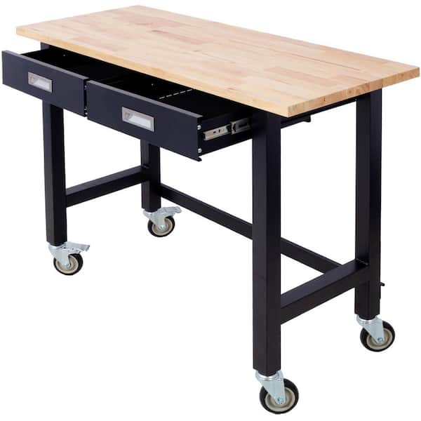 Ami 48" Work Bench with Drawer Storage Heavy Duty Bamboo Wood