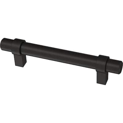 Essentials 3-3/4 in. (96 mm) Center-to-Center Wrapped Matte Black Bar Pull (24-Pack)