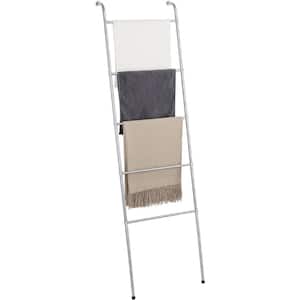 5-Tier Wall Mounted Metal Blanket Towel Ladder, Silver
