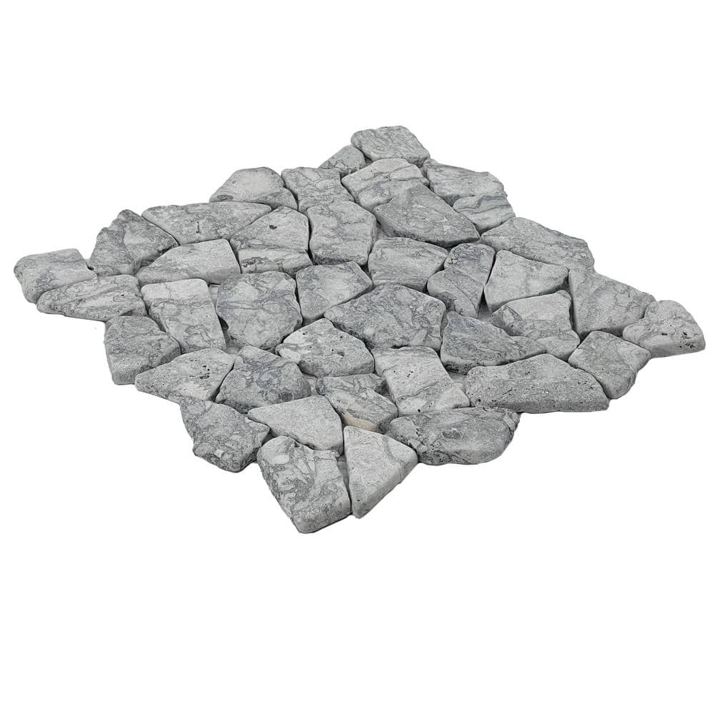 11" x 11" Dove Gray Marble Interlocking Mosaic Tile