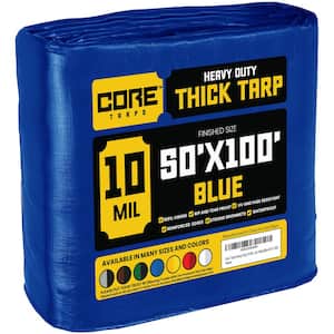 50 ft. x 100 ft. Blue 10 Mil Heavy Duty Polyethylene Tarp, Waterproof, UV Resistant, Rip and Tear Proof