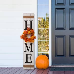 42 in. H Wooden Home Porch Sign with 3 Changeable Wreathes (Spring/Fall/Christmas)