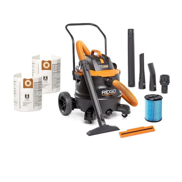 16 Gal. 7.0 Peak HP NXT Power Shop Vacuum HD1900 Wet Dry Vac with Cart, Filter, Dust Bags, Pro Hose, and Accessories