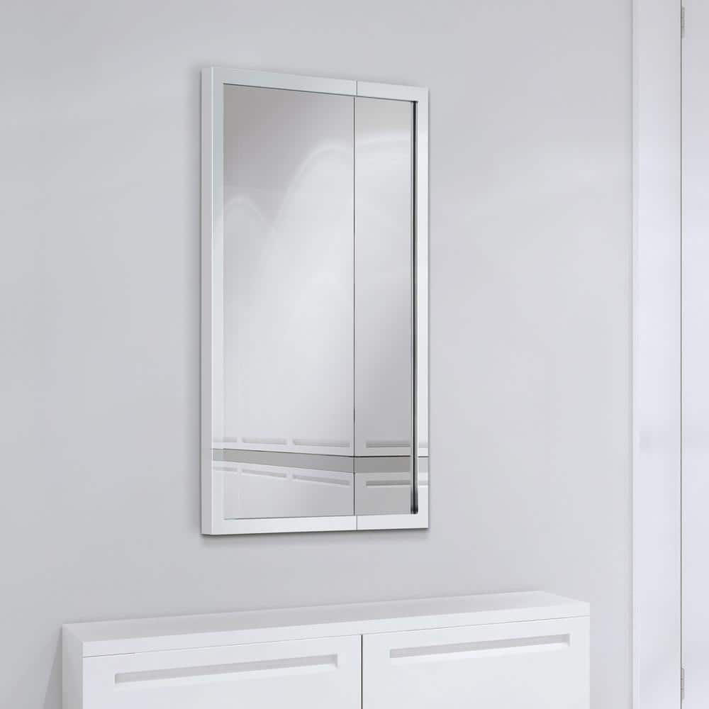 Contempo Polished Silver and Gold Stainless Steel 20" x 30" Wall Mirror