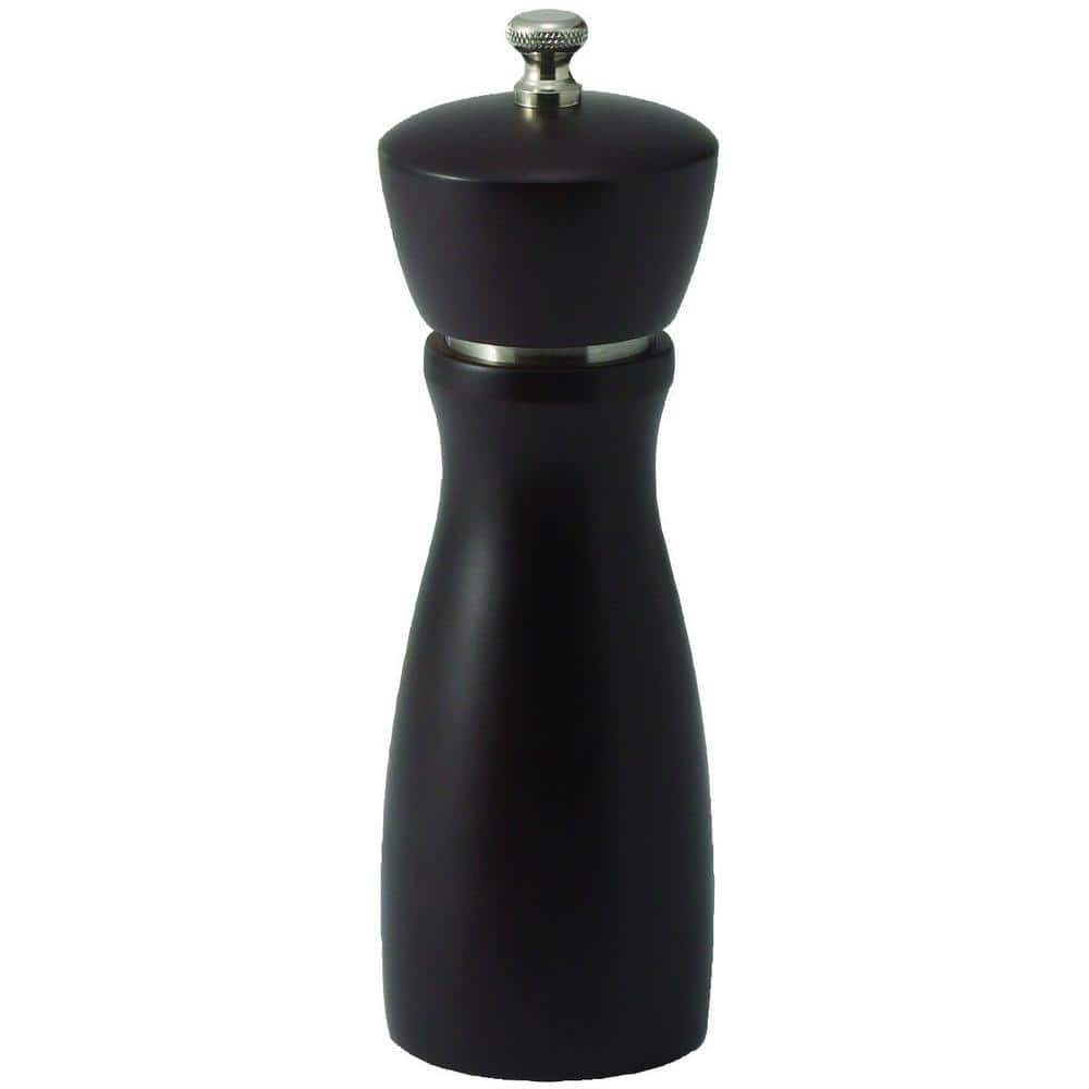 Winco 6 in. Modern Black Wood Maestro Pepper Mill