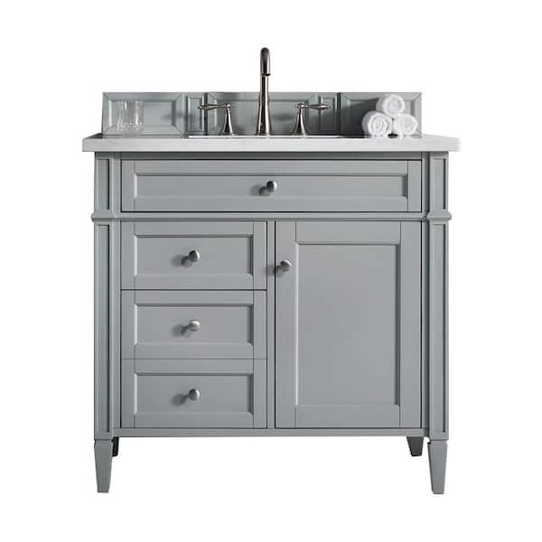 James Martin Vanities Brittany 36 in. W x 23.5 in.D x 34 in. H Single Vanity in Urban Gray with Quartz Top in Eternal Jasmine Pearl