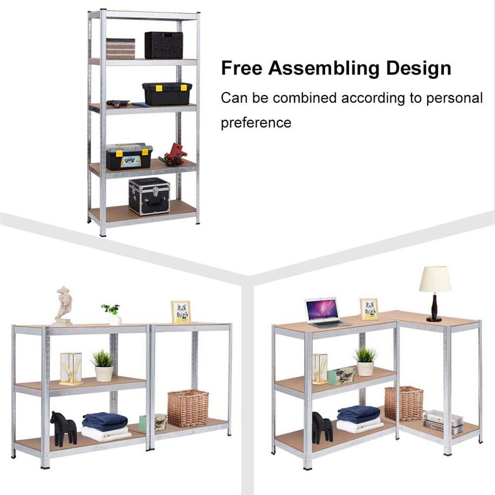Heavy Duty 71'' Steel and MDF 5-Level Adjustable Storage Rack, 2 pcs