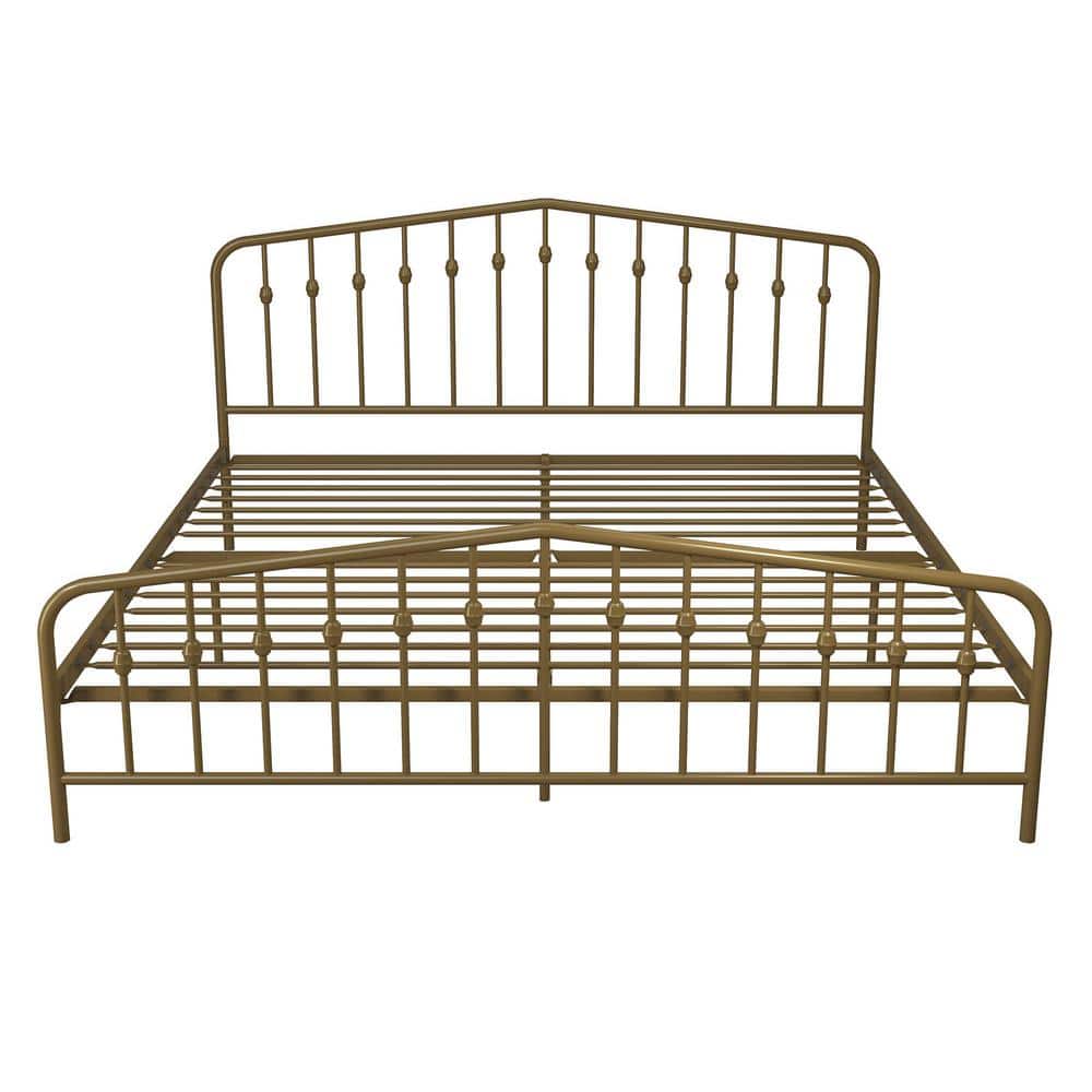 Bushwick Gold King Metal Platform Bed with Headboard