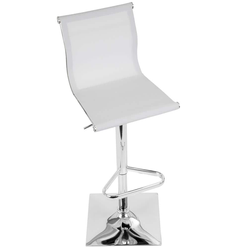 White Adjustable Metal Swivel Barstool with Mesh Backrest