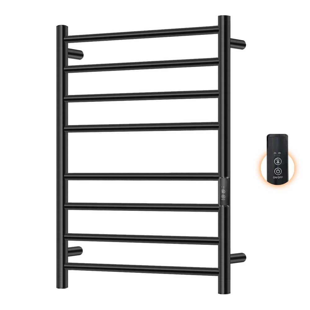 8-Bar Wall-Mounted Plug-in Electric Heated Towel Rack 3.15 in. Depth and One-Click Built-in Timer Black price history on PriceWatchPro