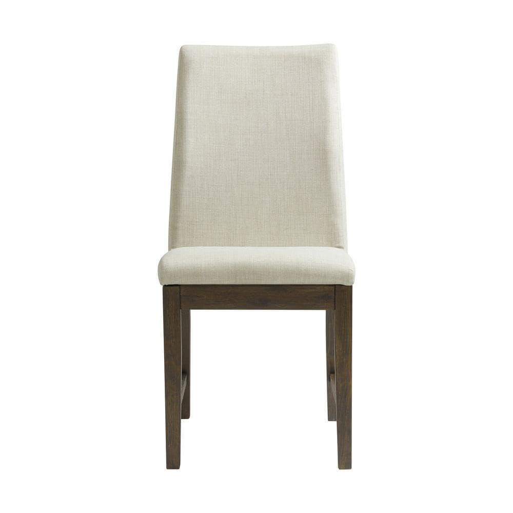 Transitional Cream Upholstered Wood Side Chair Set