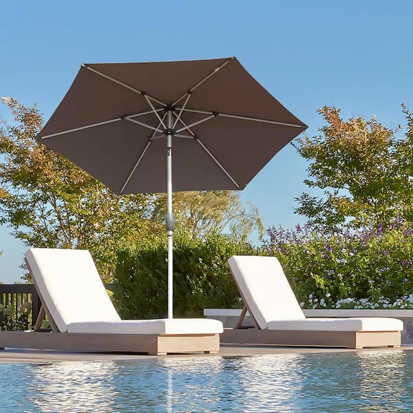 Boyel Living 7.5 ft. Market Patio Umbrella with Push Button Tilt and Crank in Gray