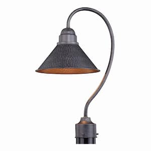 Outland 1-Light Black Steel Hardwired Outdoor Weather Resistant Dark Sky Barn Post Light with No Bulbs Included