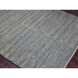 Naturals Navy Blue 8 ft. x 10 ft. Farmhouse Solid Jute Area Rug