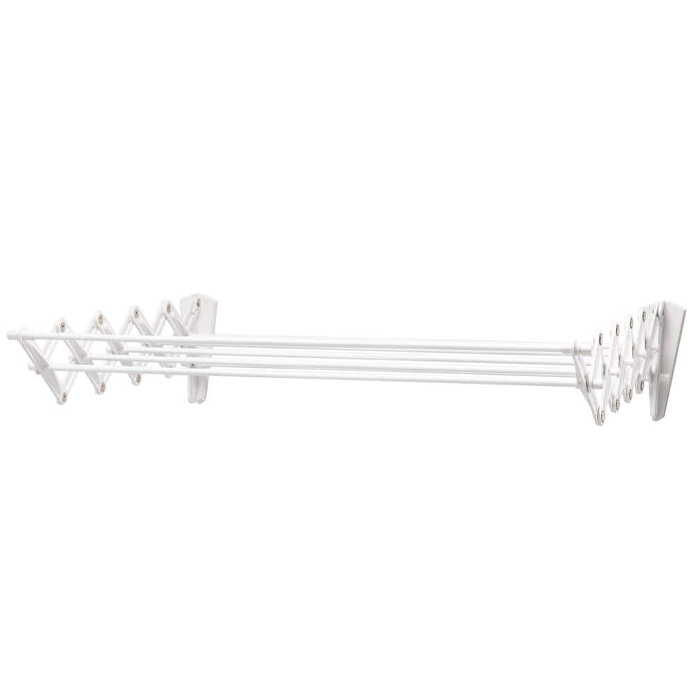 White Collapsible Wall-Mount Metal Drying Rack, 24 Inches