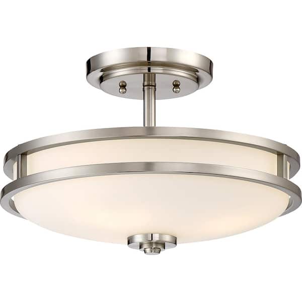 Quoizel Cadet 15 in. 3-Light Brushed Nickel Semi-Flush Mount