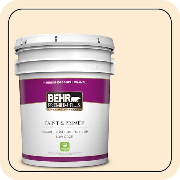 BEHR PREMIUM PLUS 5 gal. #OR-W04 Nice Cream Eggshell Enamel Low Odor Interior Paint & Primer