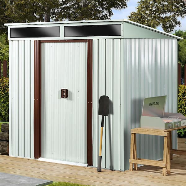 6 ft. W x 5 ft. D Metal Storage Shed with Window and Metal Foundation for Garden and Backyard (25 sq. ft. )
