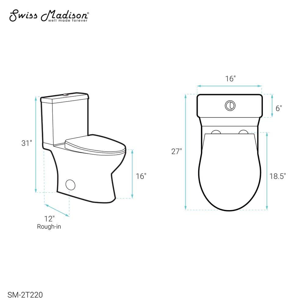 White Elongated Dual-Flush High Efficiency Two-Piece Toilet