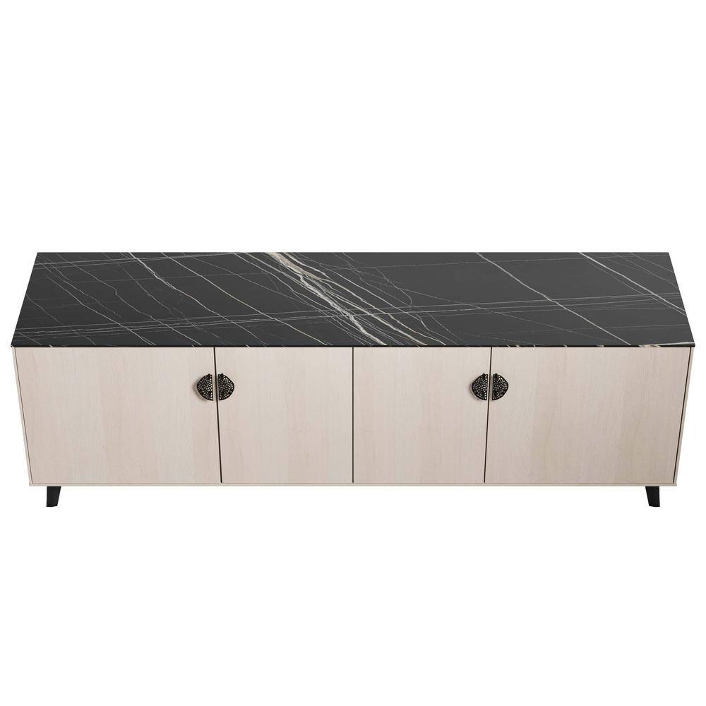Haley 78.7" Black and White Mid-Century Modern Sideboard