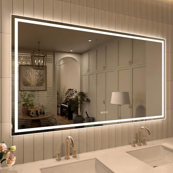 TMVP 60 in. W x 36 in. H Rectangular Frameless LED Light Anti-Fog Wall Bathroom Vanity Mirror in Polished Crystal
