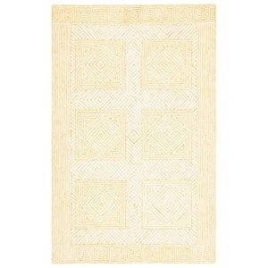 Roslyn Yellow/Ivory 3 ft. x 5 ft. Diamond Square Area Rug