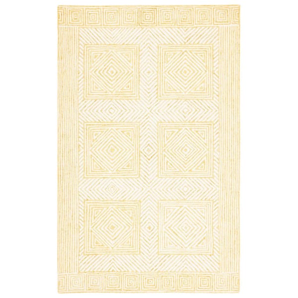 SAFAVIEH Roslyn Yellow/Ivory 4 ft. x 6 ft. Diamond Square Area Rug