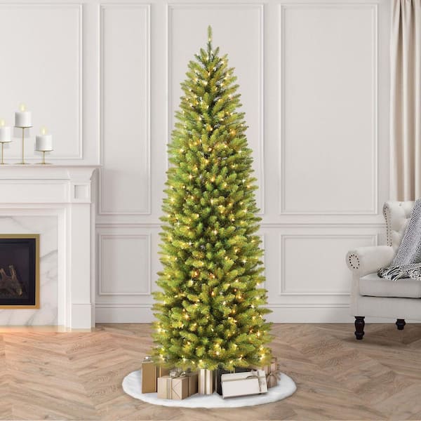 New Years Decorations Pop Up Tree with Lights - Prelit Christmas Tree with Vibrant Christmas Tinsel | Slim Christmas Tree or Pencil Christmas Tree