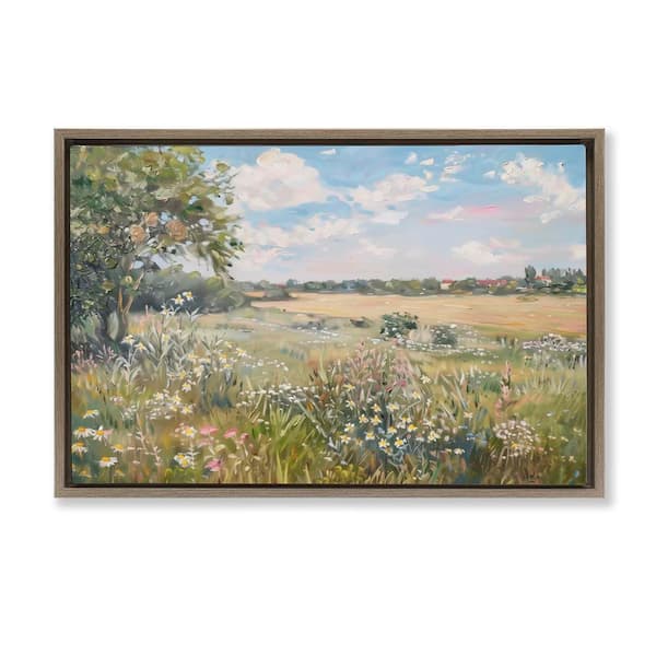 Vast Wildflower Field by LSR Design Studio Brown Floater Frame Nature Graphic Art Print 21 in. x 31 in.