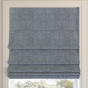 Somerton Cordless Blue 100% Blackout Textured Fabric Roman Shade 35 in. W x 64 in. L