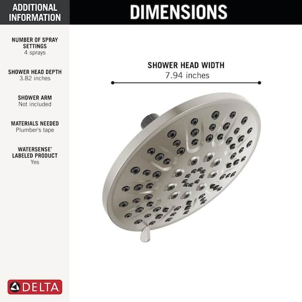 Delta 4-Spray Patterns 7.94 in. Wall Mount Fixed Shower Head
