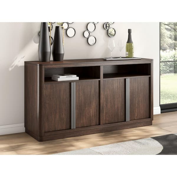 Kendamor Dark Brown MDF Buffet with Adjustable Shelves