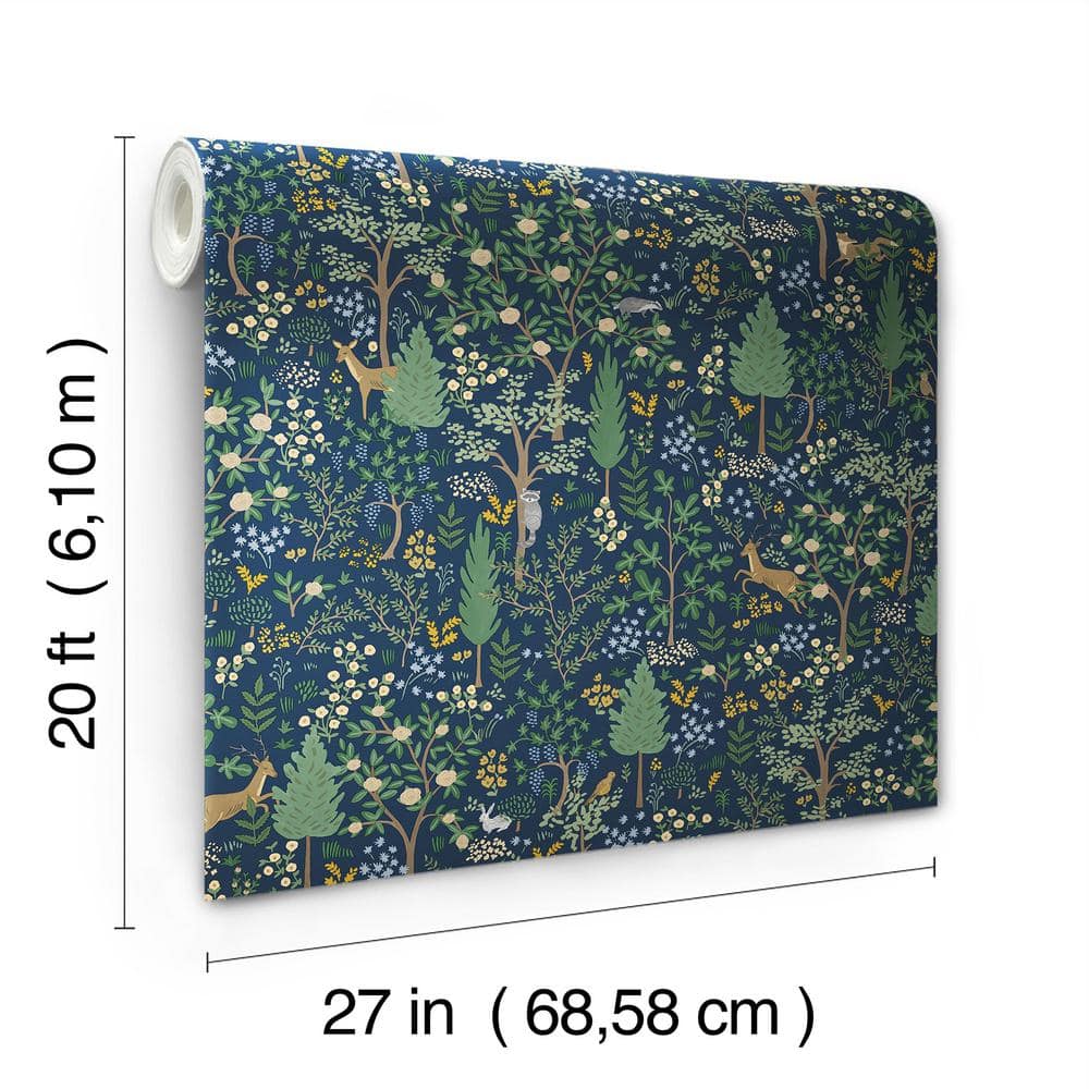 Woodland Navy and Green Peel and Stick Wallpaper