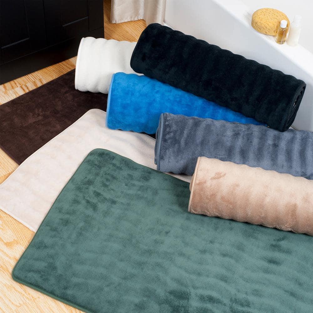 Blue 24x60 Memory Foam Non-Slip Bath Rug