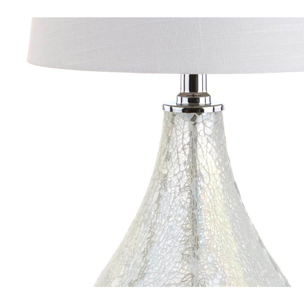 Mona 20" White Mosaic Table Lamp with Linen Shade