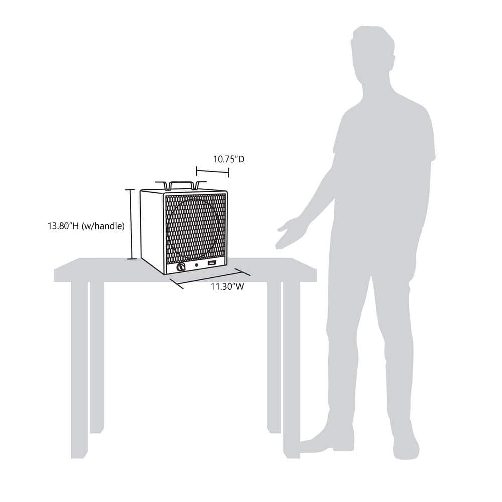 Portable Black Stainless Steel Electric Garage Heater with Thermostat