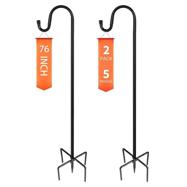 Adjustable Heavy-Duty Shepherd Hooks with 5 Prongs for Bird Feeder Lantern Plant Hanger Garden Stake Outdoor Decor