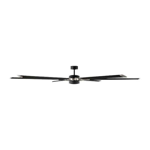 Generation Lighting - Loft 96 in. Integrated LED Indoor/Outdoor Midnight Black Ceiling Fan with Aluminum Blades, DC Motor and Remote Control