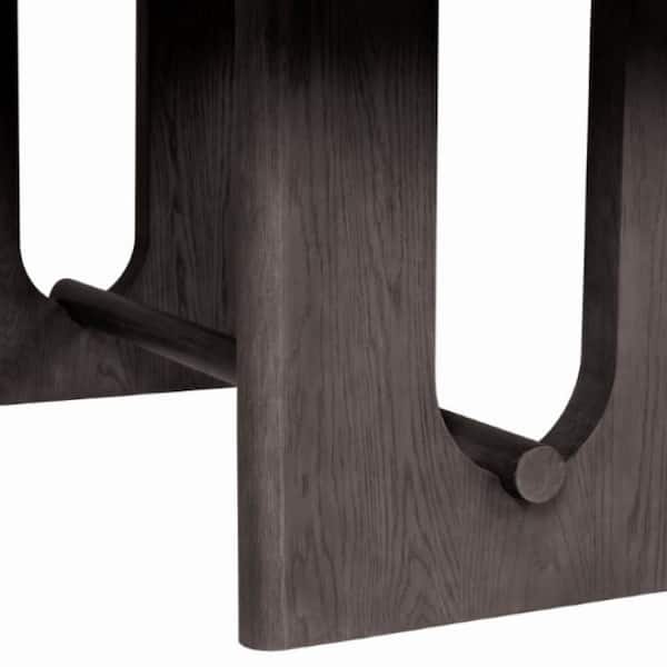 Benjara Zoko Dark Ash Gray Solid Wood 83 in. Trestle Dining Table