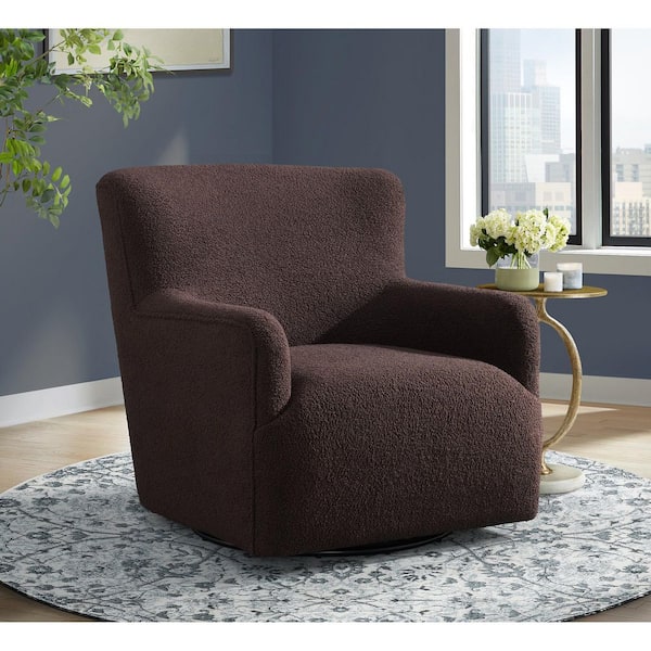 Bishop Chocolate Polyester Arm Chair (Set of 1) with Swivel Base