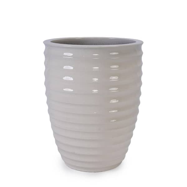 Ceramic Flowerpot, Modern Planter for Patio, Garden, Windowsill-Milk White