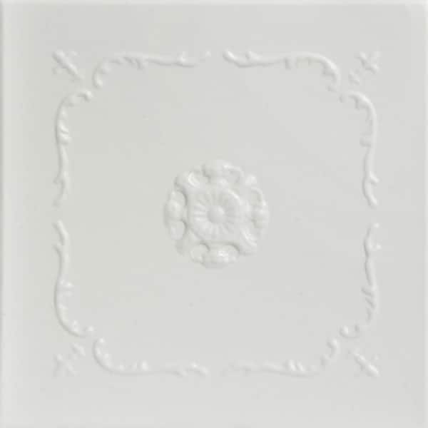 A La Maison Ceilings Bourbon Street Dove White 1.6 ft. x 1.6 ft. Decorative Foam Glue Up Ceiling Tile (21.6 sq. ft./case)