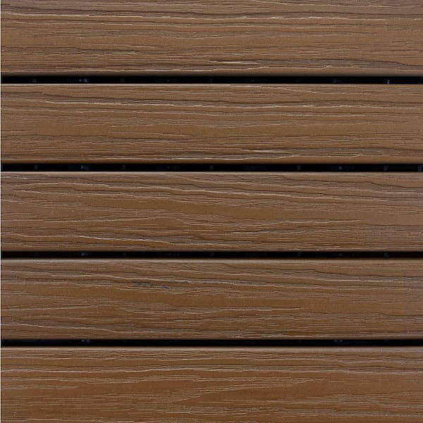 AURA Elite 1 ft. x 1 ft. Premium Polymer Deck Tile in Walnut (10-Tile/Case)