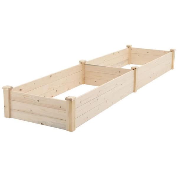 SUNCROWN Outdoor Wooden Garden Bed Planter Box Kit for Vegetables Fruits Herb Grow,Patio or Yard Gardening,8ft Natural