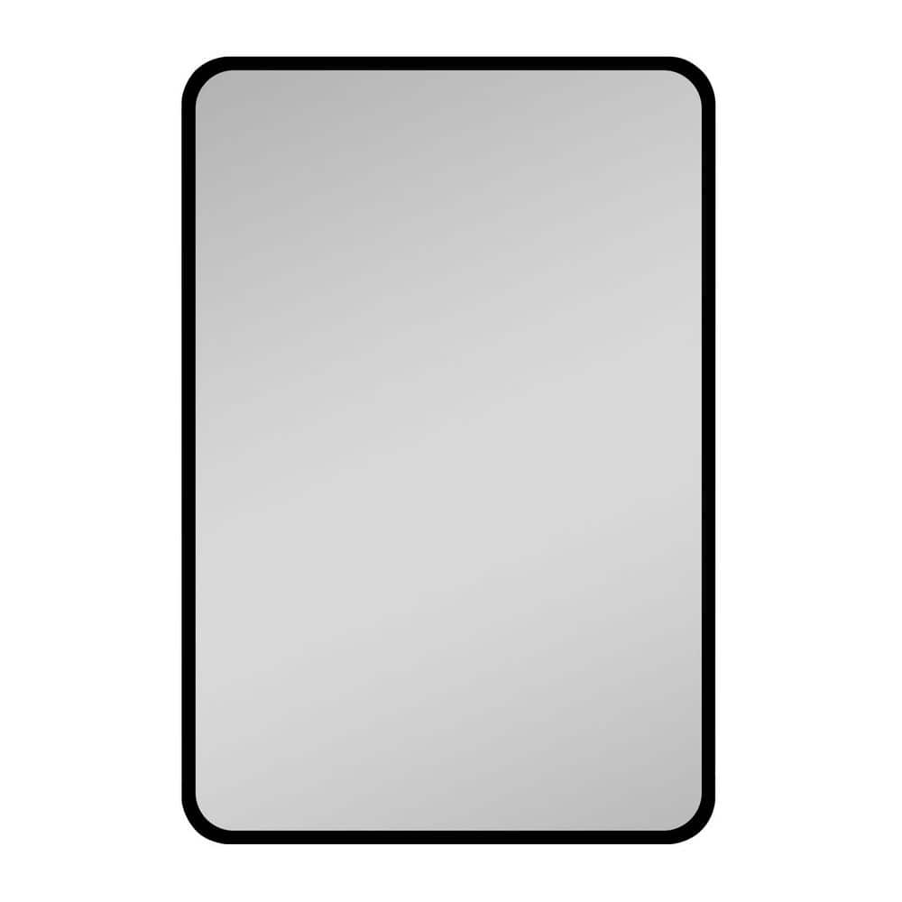 24 in. W x 30 in. H Rectangular Framed Wall Bathroom Vanity Mirror in Black