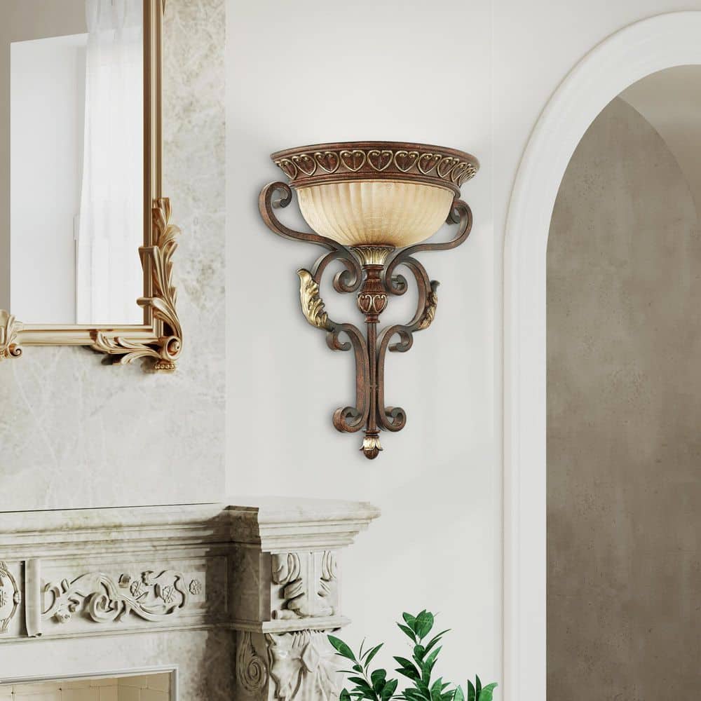Chaumont 1 Light Verona Bronze with Aged Gold Leaf Accents Wall Sconce price history on PriceWatchPro