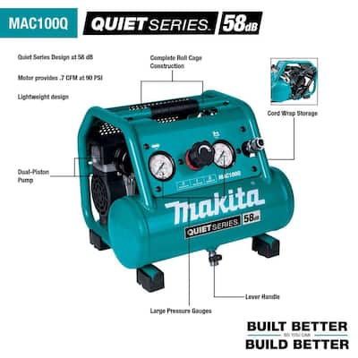 Quiet Series 1 Gal.  1/2 HP Compact, Oil-Free, Electric Air Compressor w/ Bonus 15-Gauge, 2-1/2in. Angled Finish Nailer