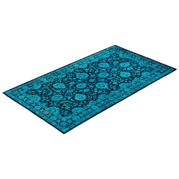 Overdyed Black 3 x 5 Solid Wool Indoor Area Rug