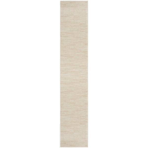 Essentials 2 ft. x 12 ft. Ivory Beige Solid Contemporary Indoor/Outdoor Kitchen Runner Area Rug